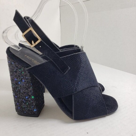 Hotsoles Open Toe Slingback Buckle Sparkle Heels 7 - Picture 5 of 9